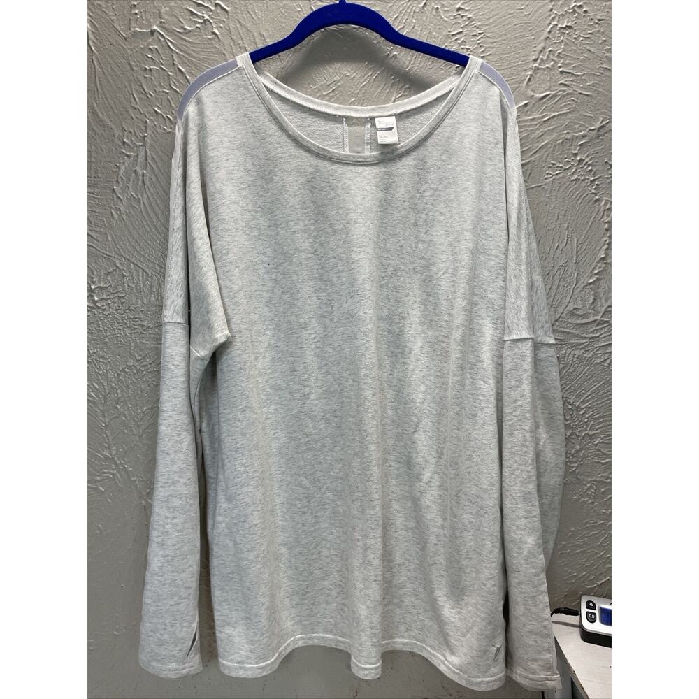 Old Navy Womens Go Dry Active Long Sleeves Pullover Sheer Stripes Gray Size XXL